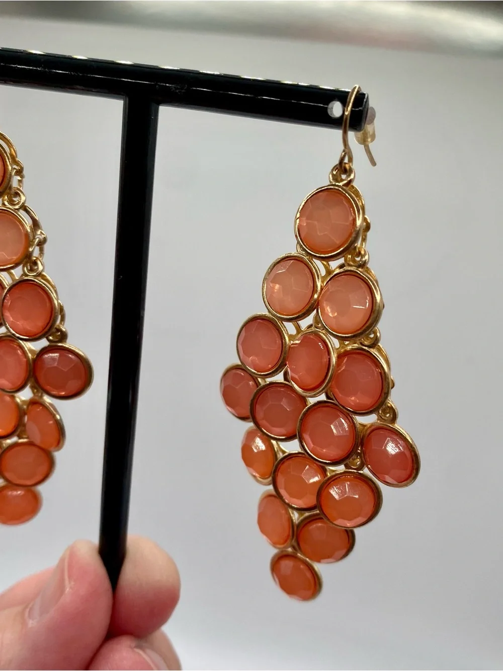 Eclectic Gold-Tone Coral Cluster Drop Earrings